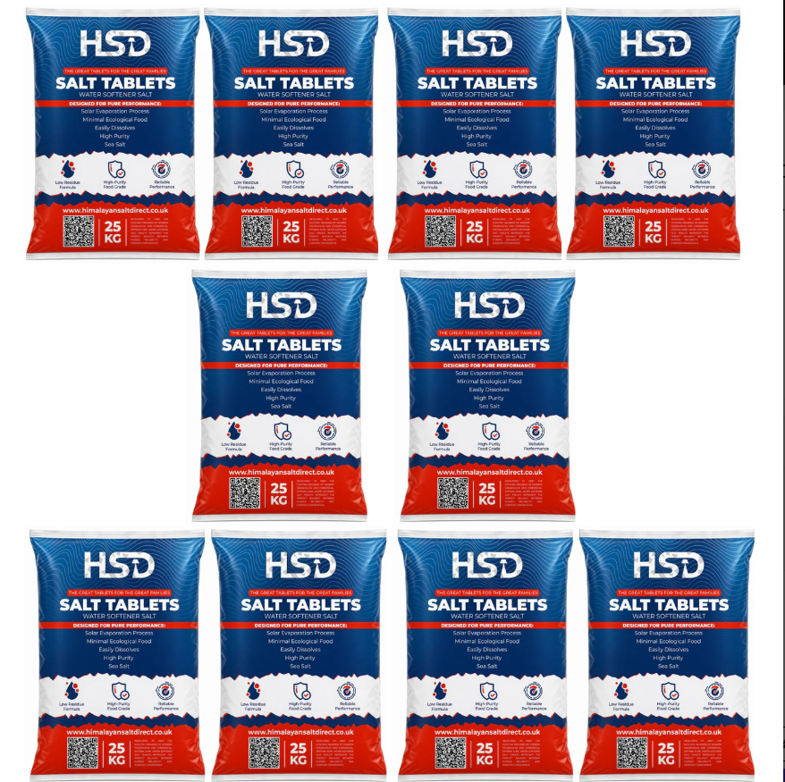 HSD Himalayan Salt Direct 10 x 25kg Water Softener Salt Tablets – Premium Salt for All Water Softeners