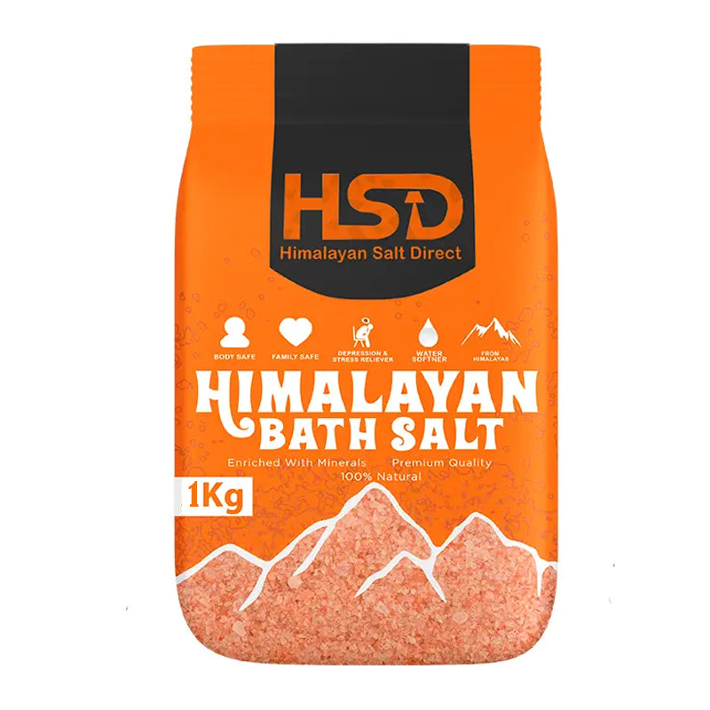 HSD Himalayan Pink Bath Salt 1kg – 100% Pure, Natural & Unscented Mineral Salt for Relaxing & Soothing Baths