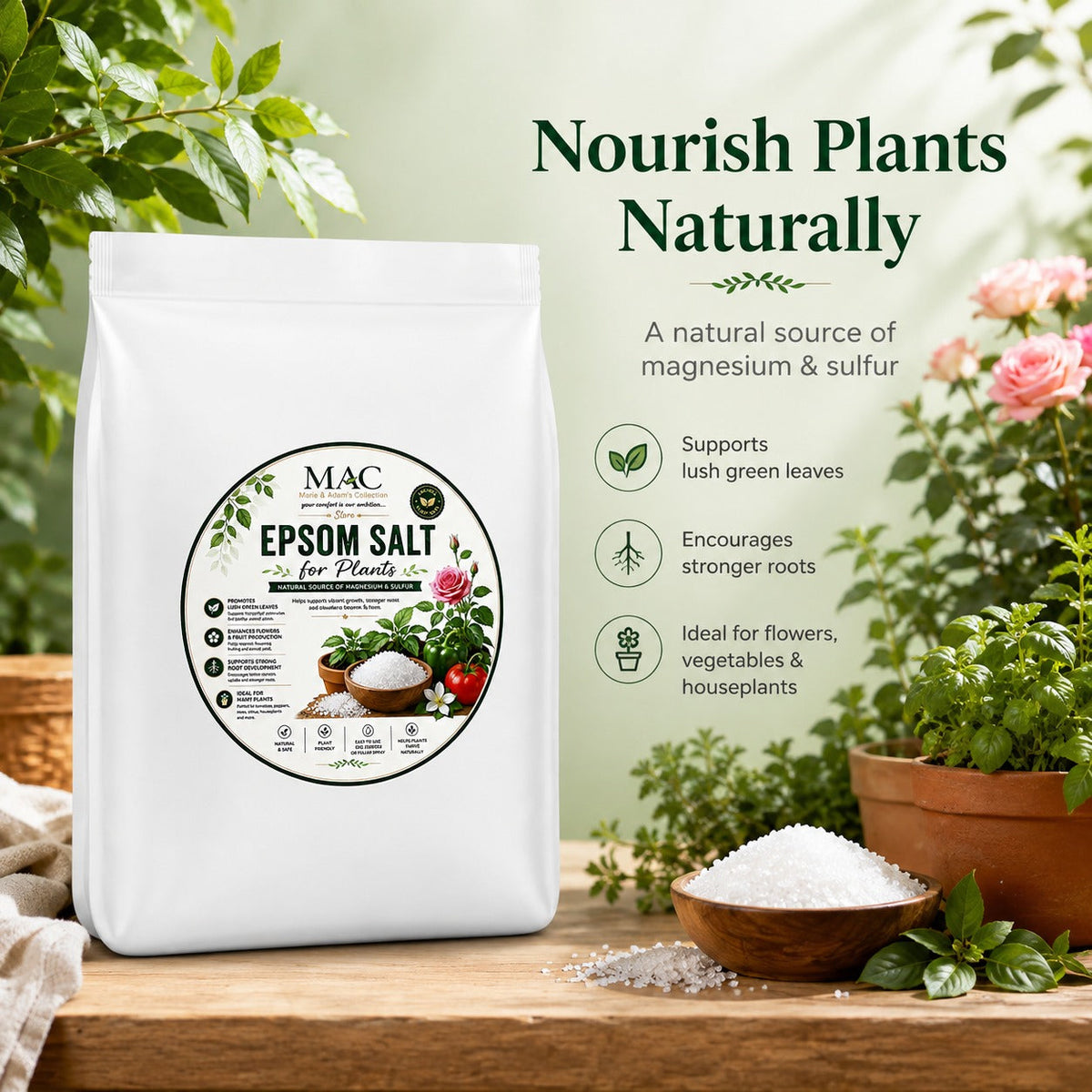 Epsom Salt for Plants (2x5)10kg – Magnesium Sulphate Crystals for Garden, Flowers, Vegetables & Houseplants
