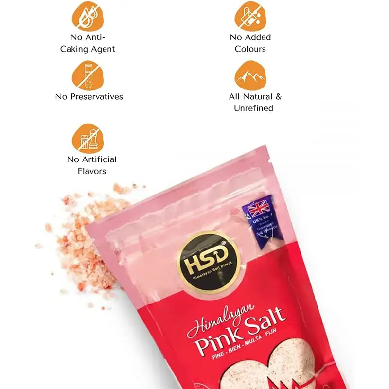HSD Natural Himalayan Pink Salt | 800g | 100% Pure | Organic Cooking Table Salt | Food Grade A+|