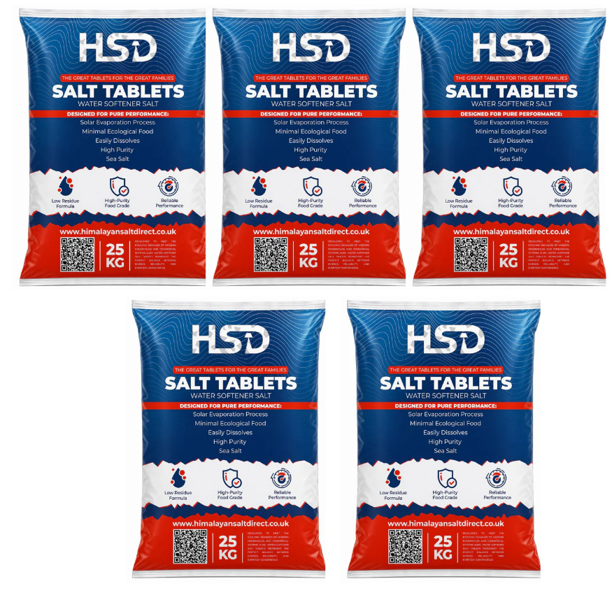 HSD Himalayan Salt Direct 5 x 25kg Water Softener Salt Tablets – Premium Salt for All Water Softeners (Copy)