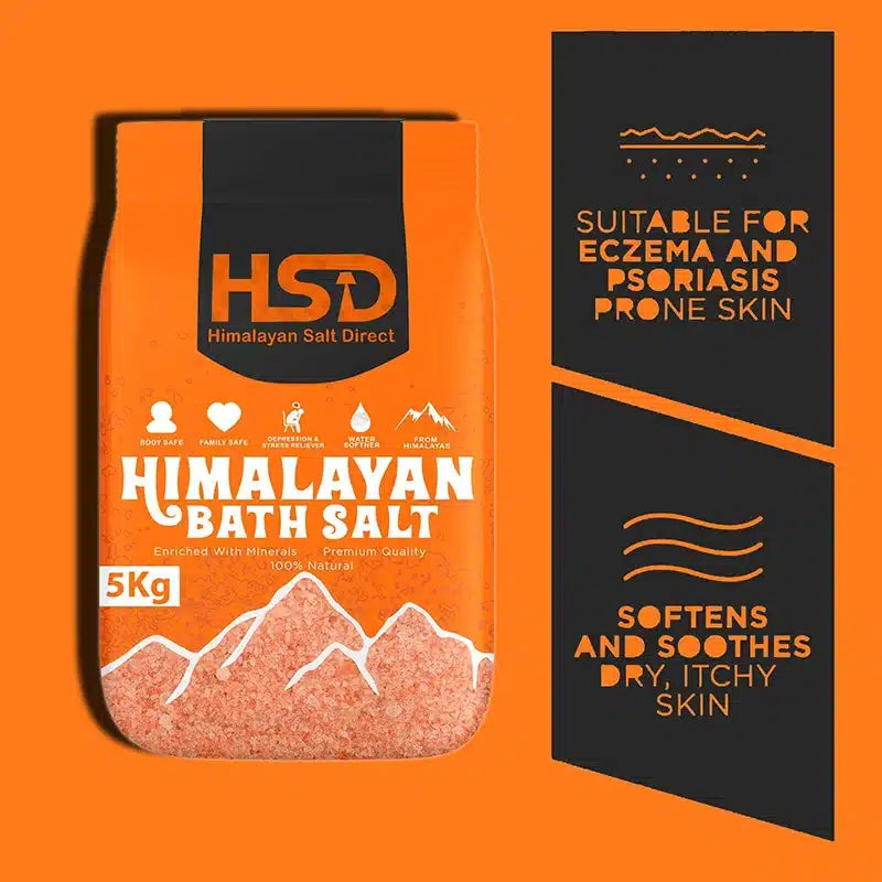 HSD Himalayan Pink Bath Salt 5kg – 100% Pure, Natural & Unscented Mineral Salt for Relaxing & Soothing Baths