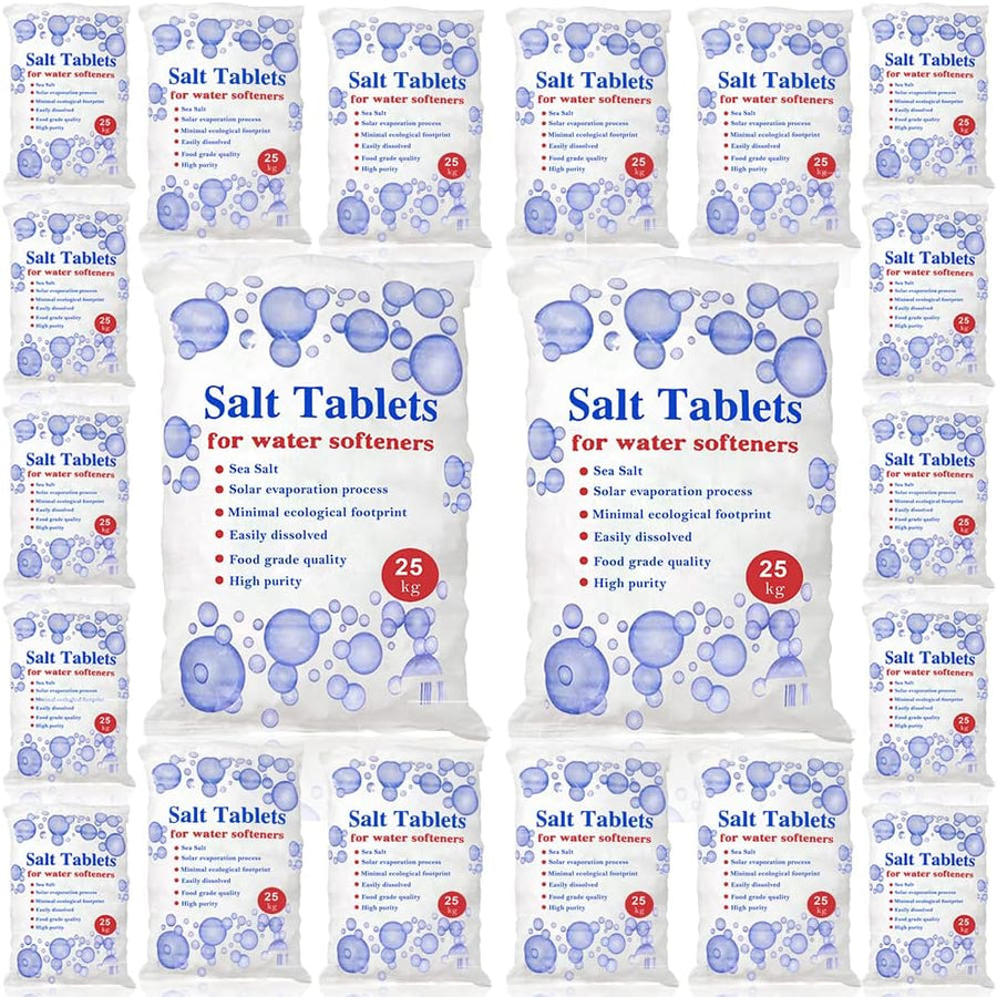 25 Kg Salt Tablets | Water Softener | Food Grade | Compatible to All Water Softner Machines 100% Genuine British Salt Tablet, Tablet Salt of Premium Quality (20 Bags)