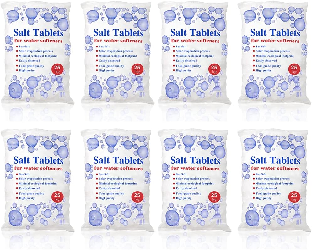 25 Kg Salt Tablets | Water Softener | Food Grade | Compatible to All Water Softner Machines 100% Genuine British Salt Tablet, Tablet Salt of Premium Quality (8 Bags)