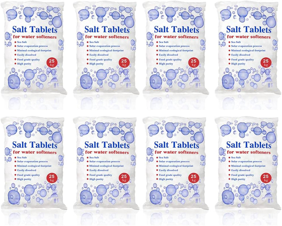 25 Kg Salt Tablets | Water Softener | Food Grade | Compatible to All Water Softner Machines 100% Genuine British Salt Tablet, Tablet Salt of Premium Quality (8 Bags)