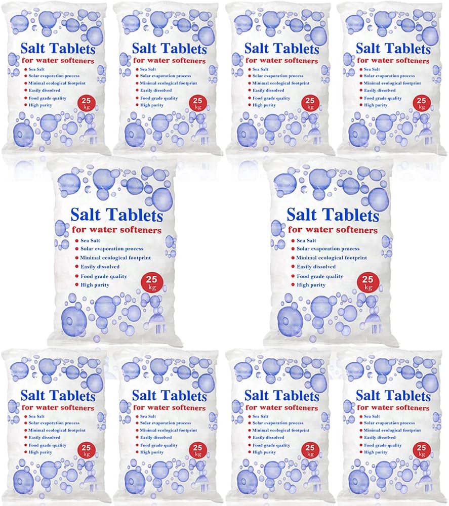 25 Kg Salt Tablets, salt softener tablets 25kg, Food Grade, Compatible to All water softener salt tablet Machines 100% Genuine British Salt Tablet, water softener tablets of Premium Quality (10 Bags)