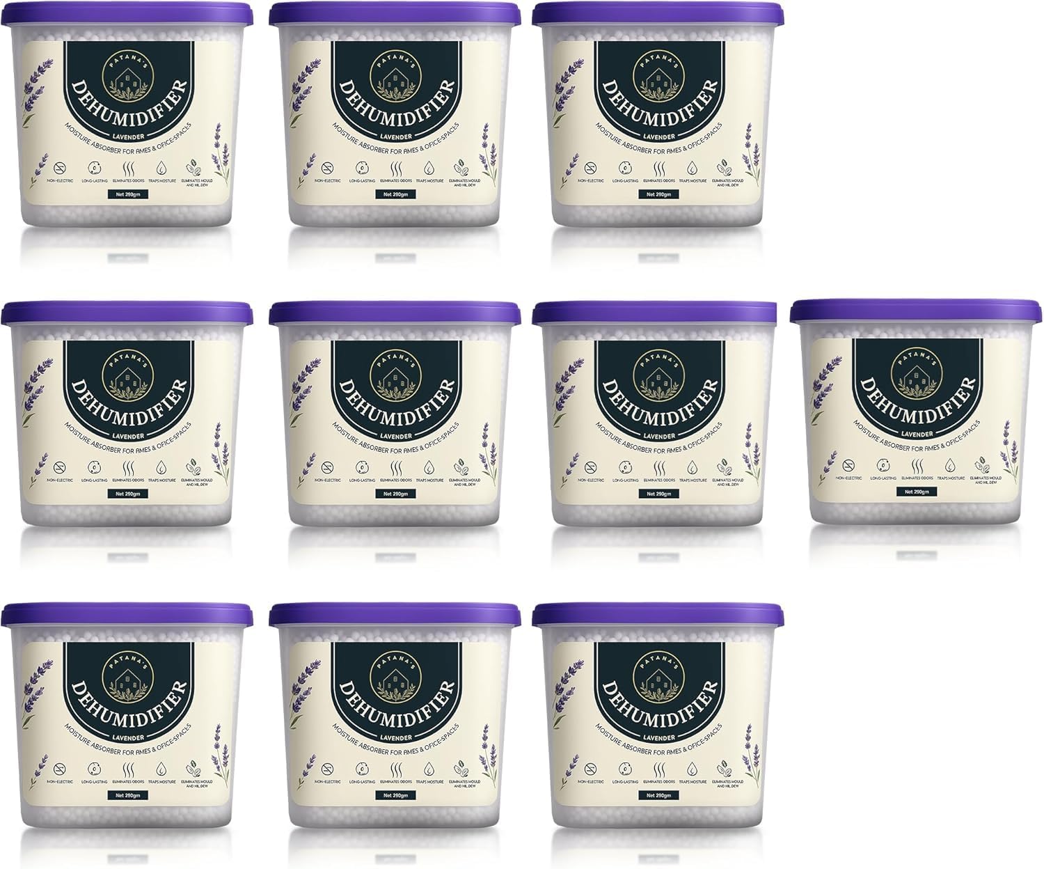 600ml Dehumidifier Moisture Absorber 290g – Lavender Non-Electric Damp Trap for Home & Wardrobe