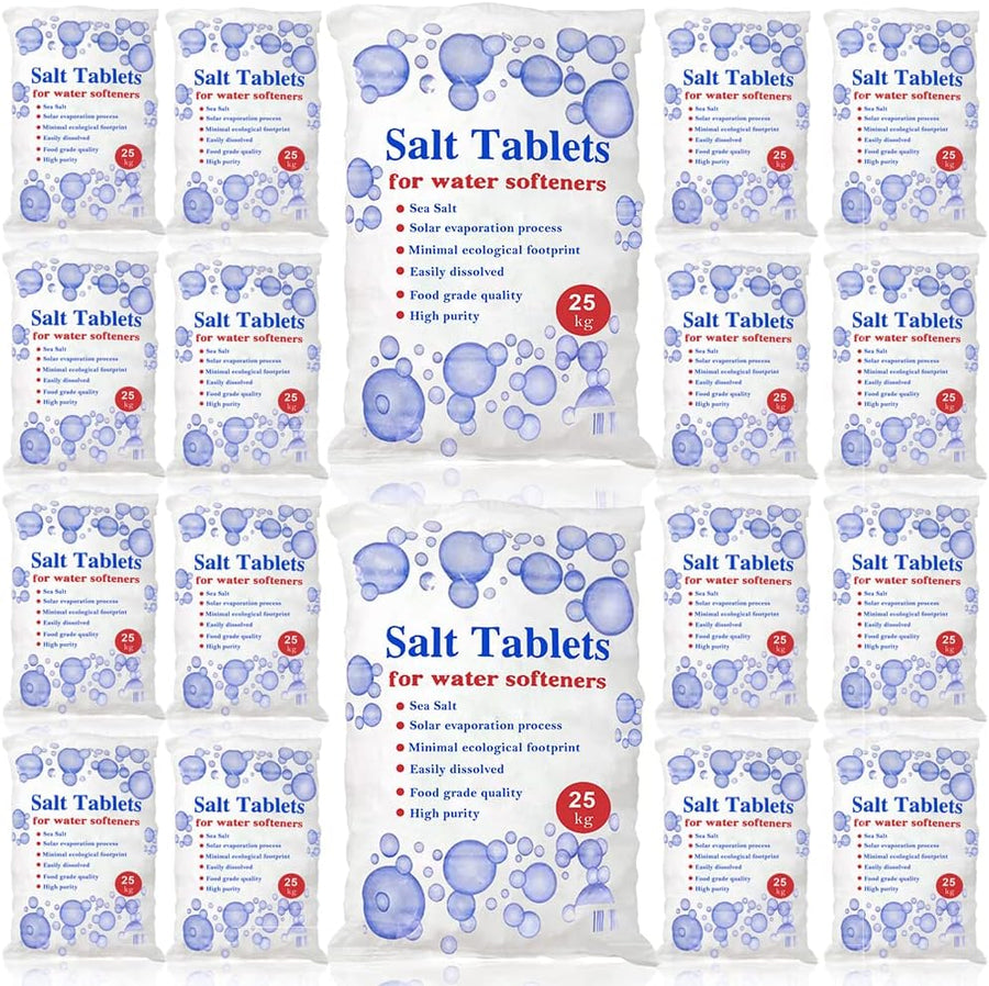 25 Kg Salt Tablets | Water Softener | Food Grade | Compatible to All Water Softner Machines 100% Genuine British Salt Tablet, Tablets Salt of Premium Quality (18 Bags)