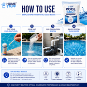 Home Stuff Pool Salt, High Purity Fast Dissolving Swimming Pool Salt for Salt Chlorinator Systems (25kg)