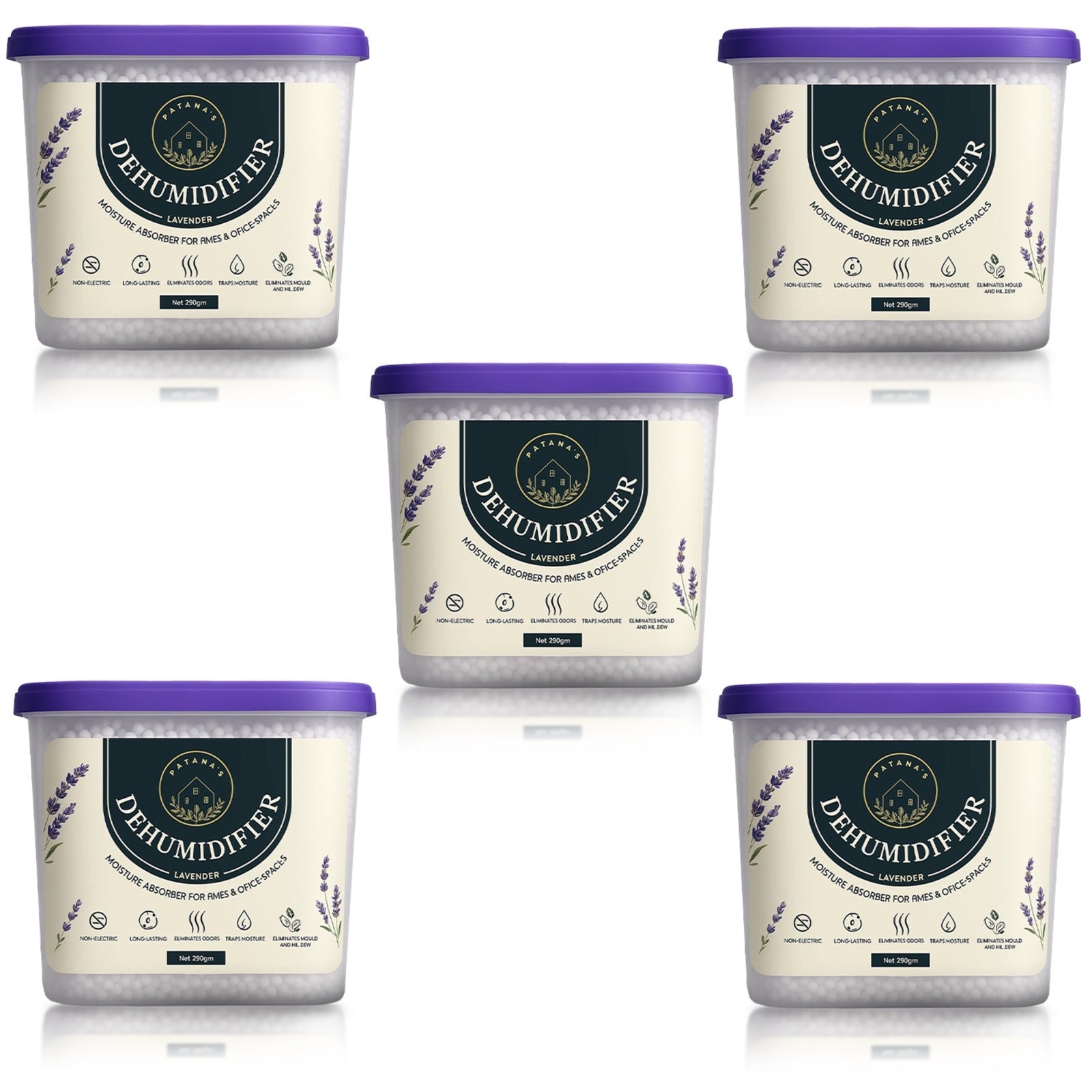 600ml Dehumidifier Moisture Absorber 290g – Lavender Non-Electric Damp Trap for Home & Wardrobe