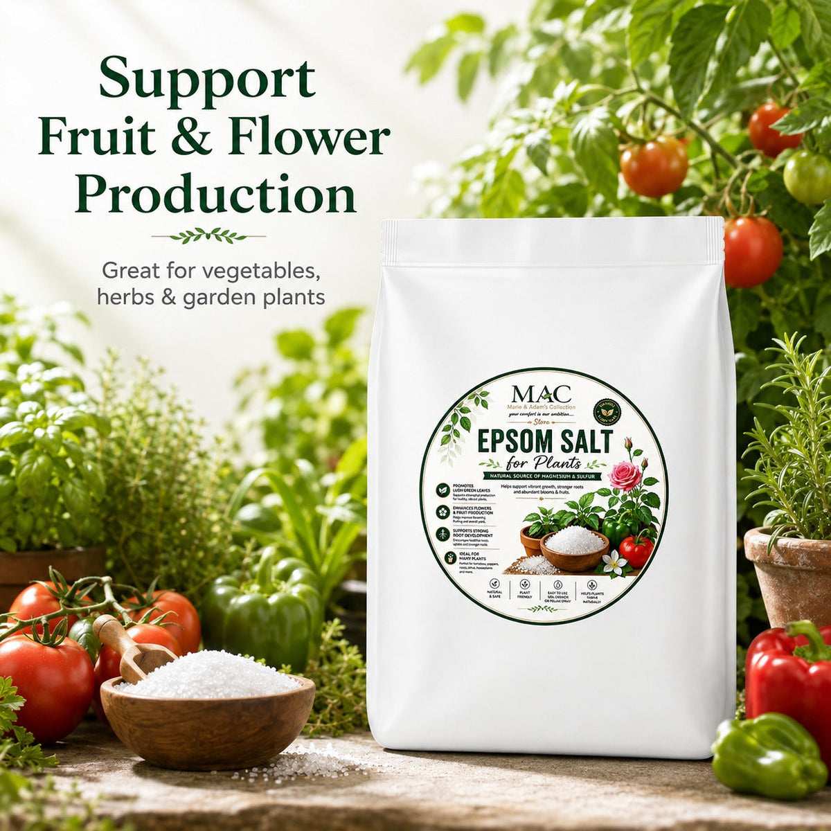 Epsom Salt for Plants (2x5)10kg – Magnesium Sulphate Crystals for Garden, Flowers, Vegetables & Houseplants